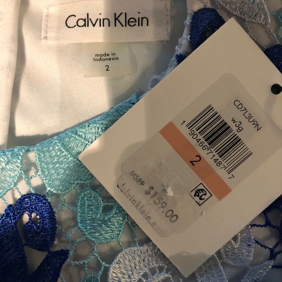 Calvin Klein Blue/White Lace Sheath Dress - NEW - Picture 3 of 3